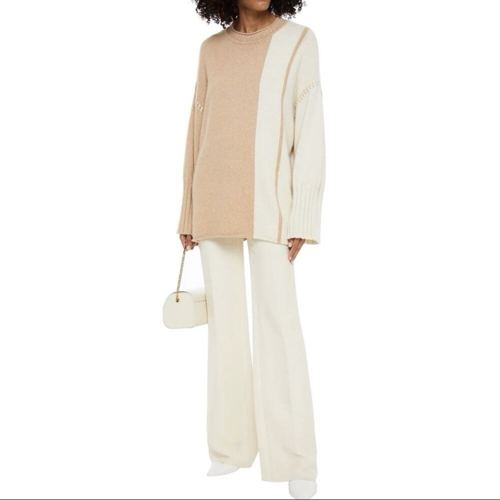 ST. JOHN Cashmere Silk Blend Paneled Wide Sleeve Sweater Size S